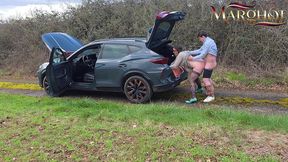 car breakdown on country road – stranger ate my pussy then fucked me hard on the hood & in the trunk