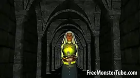 Hot 3D redhead babe gets fucked hard by a vampire