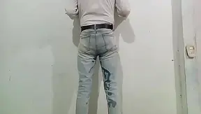 Delicious jerk off after peeing my pants with my cloth diaper