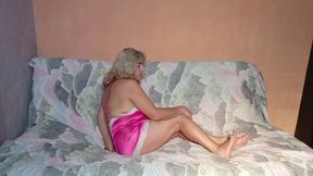 Mel caresses her own feet 1