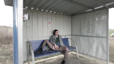 Czech stunner gets hard at the train station