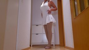 Sissy Xunami sexy as an angel in her white outfit