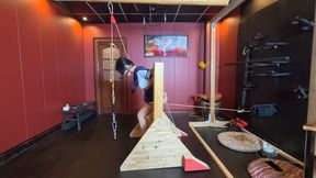 Poor girl in fishnet stockings and sailor uniform