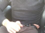 Wanking behind the wheel! Car jerking and cumming!