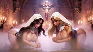 Curvy Nuns Beg Forgiveness On All Fours In Gothic Chapels With Big Tits And Big Ass