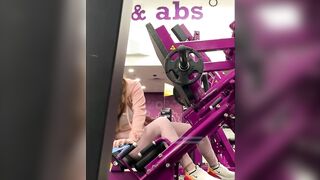 Adorable Teenagers Leg Press Inside Pink Tight Pants