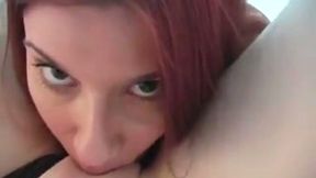 Lovely Russian girl with pretty face Nastya is so happy to eat wet pussy