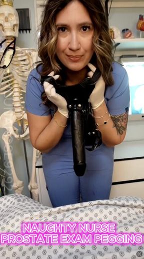 5 min POV Nurse Luna gives you a prostate exam but thinks you are the perfect patient for her medical experiment, so I bring out my strap on and peg..