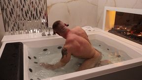 liquid power: hairy muscle stud in a premium jacuzzi session (4k)