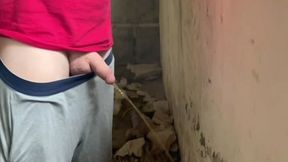 caught pissing handsfree in an abandoned building