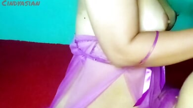 Malaysian girlfriend shares passionate kisses and intimate moments in sheer purple babydoll