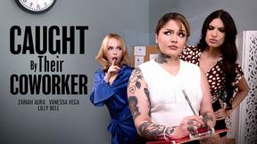 ”Caught in the Act: Lilly Bell, Vanessa Vega & Zariah Aura's Office Voyeur Adventure”