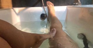 Asian Feet and Pussy in a Bathroom