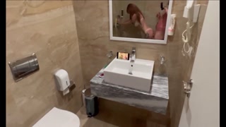 BIG Soapy Boobs Got Squeeze and Rough Shower Sex in Hotel Bathroom