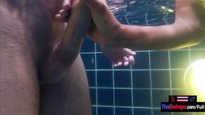 Amateur teen couple hot sex in the pool She is Asian he European