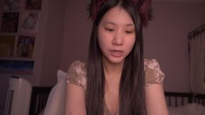 Asian Kitty Cat Girl Cosplay Teases with Her Hole