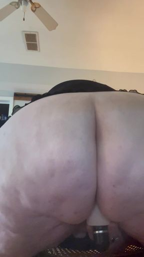 PAWG fucks dildo, riding and cumming