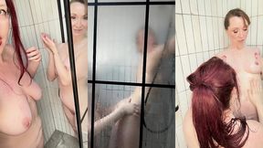 bts two bi girls getting soapy in the shower