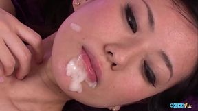 These lucky dudes spread her legs widely and enjoyed having fun with her squirting cunt.