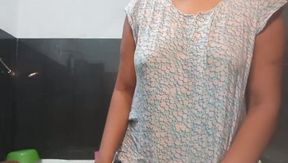 She Plays Her Excited Pussy Well Her Well Excited with in Musterbation in Bath Room with Bog Boobs