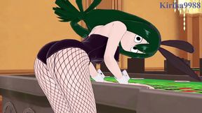 My Hero Academia – Nejire Hado & Tsuyu Asui Seduce Izuku Midoriya in Sexy Bunny Outfits for Intense Action