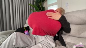 Magic popcorn makes my ass and tits so big! Huge inflation