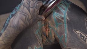 Anuskatzz leans back &mdash;  playing with her slit with the cold metal before pushing it in