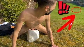 Outdoor Public Masturbation in the Snow - Almost Got Caught by Cars