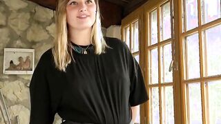 Chubby blonde Davina sucks off and has an outdoor anal sex.
