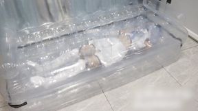 GG105-The girl from cosplay Rem is trapped inside the hovercraft cabin and tries to break free.