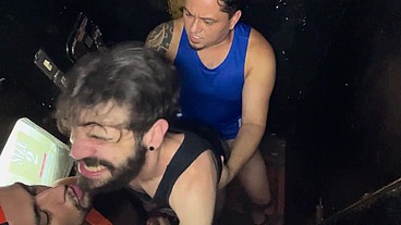 Two Hung Males Taking Turns on My Hole at the Porn Booth