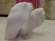 Sexy white ped sock strip tease