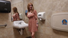 Naughty Mom Masturbates in Public Bathroom