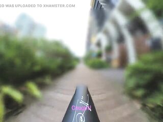 Ass-plug and filled condoms in public riding a bike - caught!