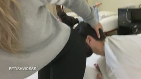 Cristina Face Farting in Black Yoga Pants