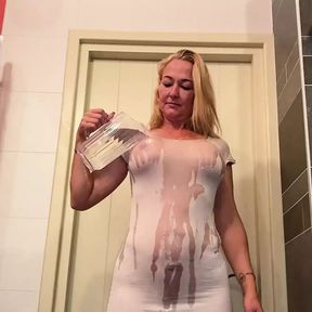 Wet T-shirt and pissing