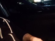 Hard cock in a crowded parking lot with the dome light on!