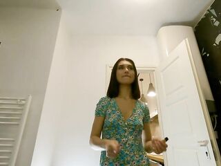 No Pants Sexy Brunette hair Playgirl Teases in Her Hawt and Sexy Sun Costume Summer Outfit with a Strap 1st