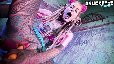 Tattoo Girl Solo Double Penetration with Toys - ANAL Mastrubation - ATM, goth, punk, DP