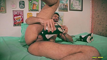 Camilo Brown Discovers a New Fetish Sniffing And Fucking His Shoes And Covering Them In Cum