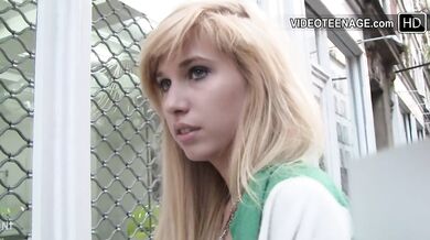 shy 18 year blonde Vicky does her first porn casting