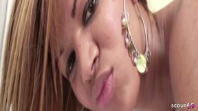 Blonde Latin Shemale Fucked Anally by a Tourist in a Hotel