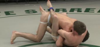 Muscular blokes combine the naked wrestling with quality anal sex