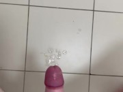 Cumming while on toilet and leaving a mess