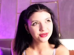 Russian brunette busty camgirl masturbating on webcam