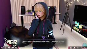 Petite teen Amy gets a massive cock in PC game