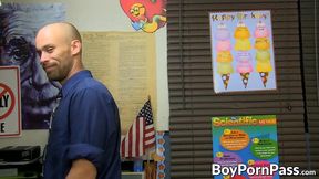 Teacher shoves his big cock inside of cute twinks booty hole