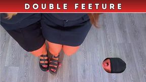 Goddess Amber & Miss Lucy - Flattening Your Face, Cock & Balls Under Our Platform Sandals - Body & Sky Cam (216) - Double Feeture