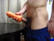 Japanese amateur boy, cumshot in artificial vagina wearing soccer uniform