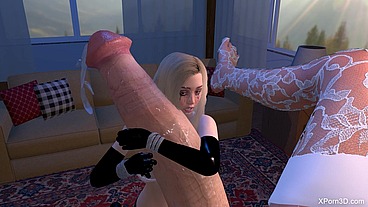 FUTA GIANTESS 3D - Busty Blonde Babe Jerking off GIANT DICK - FULL HD MP4 1080p